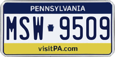 PA license plate MSW9509