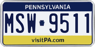 PA license plate MSW9511