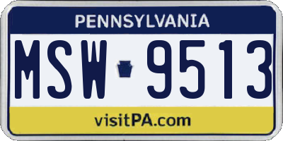 PA license plate MSW9513