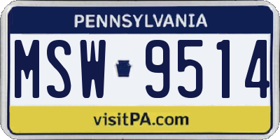 PA license plate MSW9514
