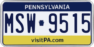 PA license plate MSW9515