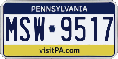 PA license plate MSW9517