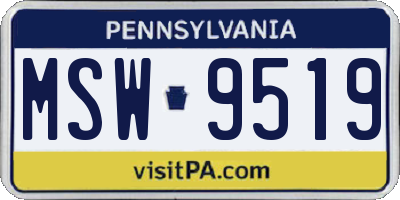 PA license plate MSW9519
