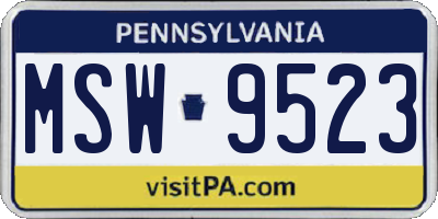 PA license plate MSW9523