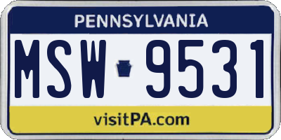 PA license plate MSW9531
