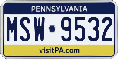PA license plate MSW9532