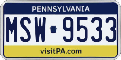 PA license plate MSW9533