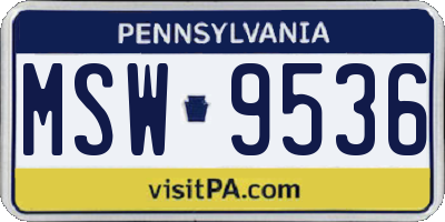 PA license plate MSW9536
