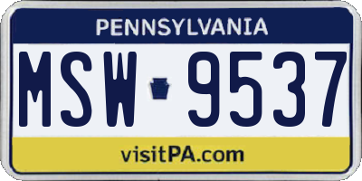 PA license plate MSW9537