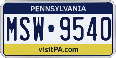 PA license plate MSW9540