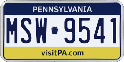 PA license plate MSW9541