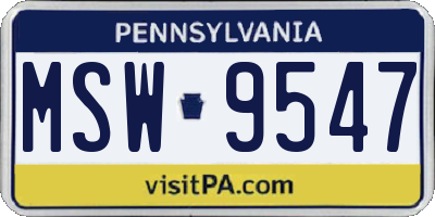 PA license plate MSW9547