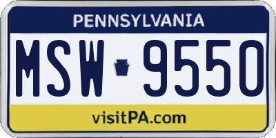 PA license plate MSW9550