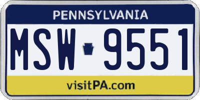 PA license plate MSW9551