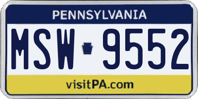 PA license plate MSW9552