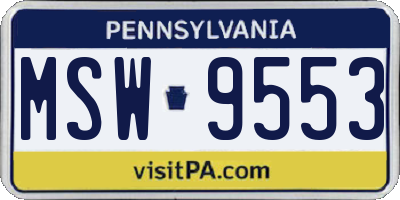 PA license plate MSW9553