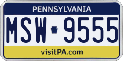 PA license plate MSW9555