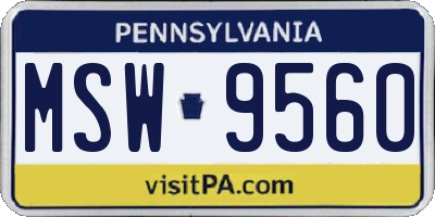 PA license plate MSW9560