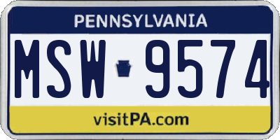 PA license plate MSW9574