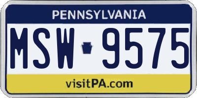 PA license plate MSW9575