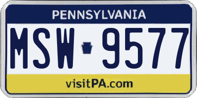 PA license plate MSW9577