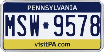 PA license plate MSW9578