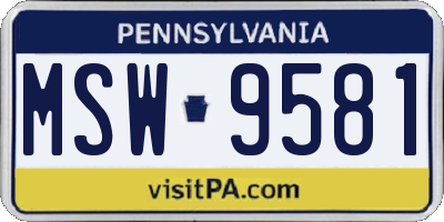 PA license plate MSW9581