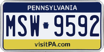 PA license plate MSW9592