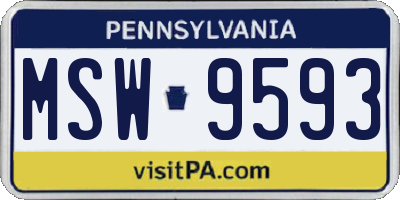 PA license plate MSW9593