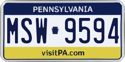 PA license plate MSW9594