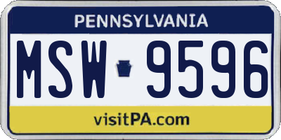 PA license plate MSW9596