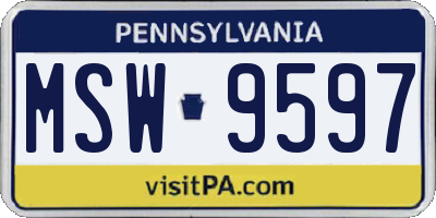 PA license plate MSW9597