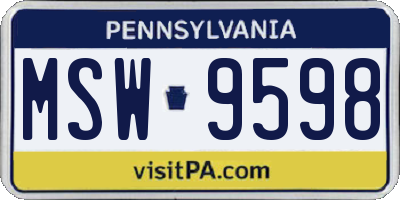 PA license plate MSW9598
