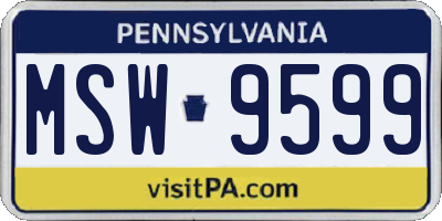 PA license plate MSW9599