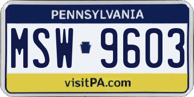 PA license plate MSW9603