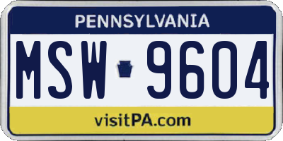 PA license plate MSW9604