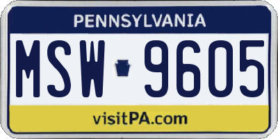 PA license plate MSW9605