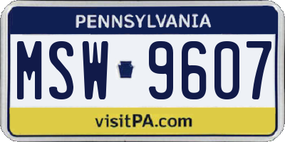 PA license plate MSW9607