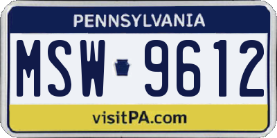PA license plate MSW9612