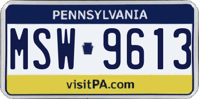PA license plate MSW9613