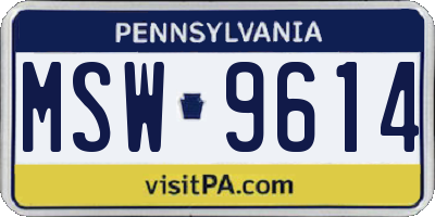 PA license plate MSW9614
