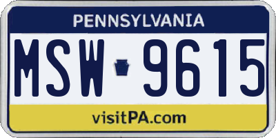 PA license plate MSW9615