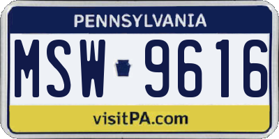 PA license plate MSW9616
