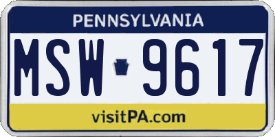 PA license plate MSW9617