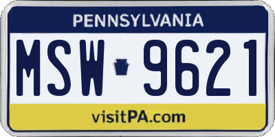 PA license plate MSW9621