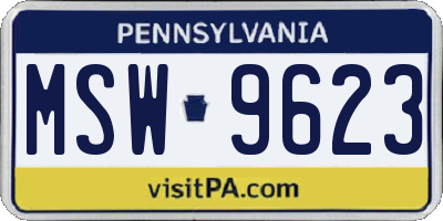 PA license plate MSW9623