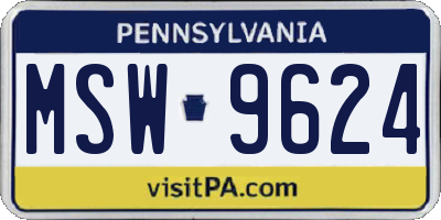 PA license plate MSW9624