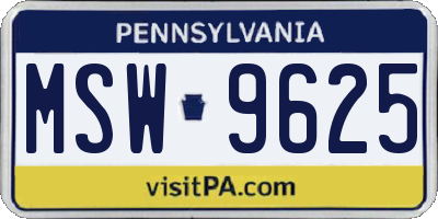 PA license plate MSW9625