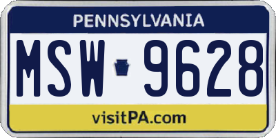 PA license plate MSW9628