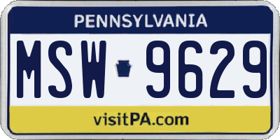 PA license plate MSW9629